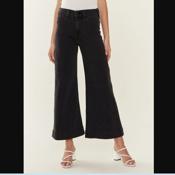 ICONS OBJECTS OF DEVOTION - REVOLVE wide bell crop denim black high waist 28 - Picture 1 of 13